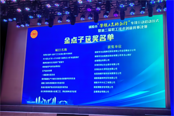 枞阳海螺环保荣获铜陵市第二届职工技术创新竞赛“金点子”奖